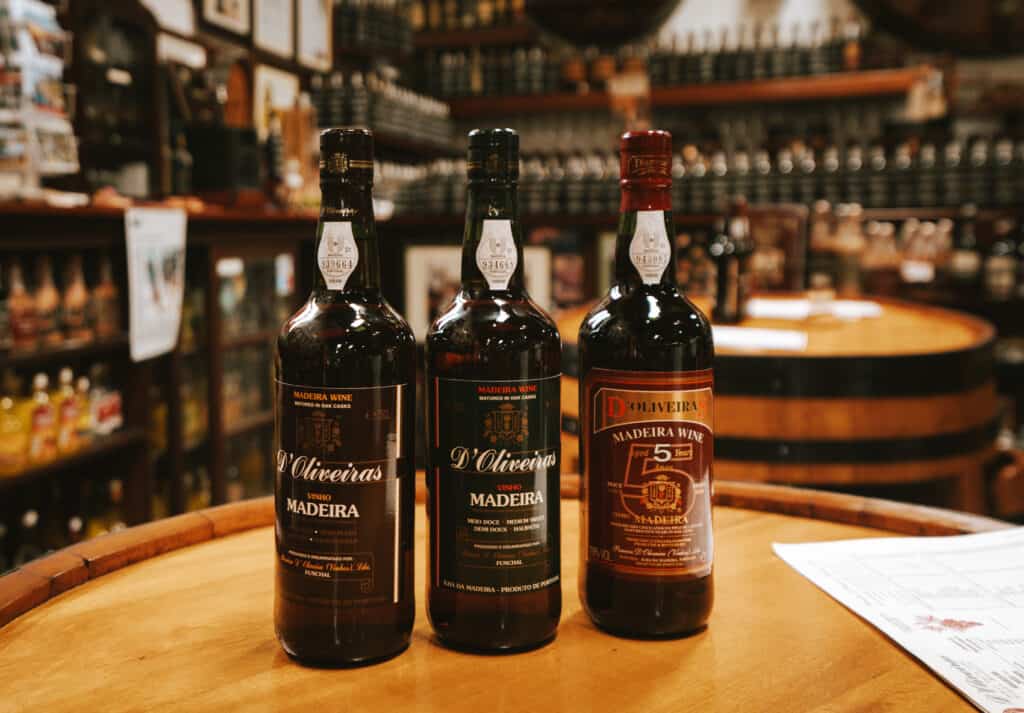 3 bottles of tasty Madeira wine at a a winery in Funchal