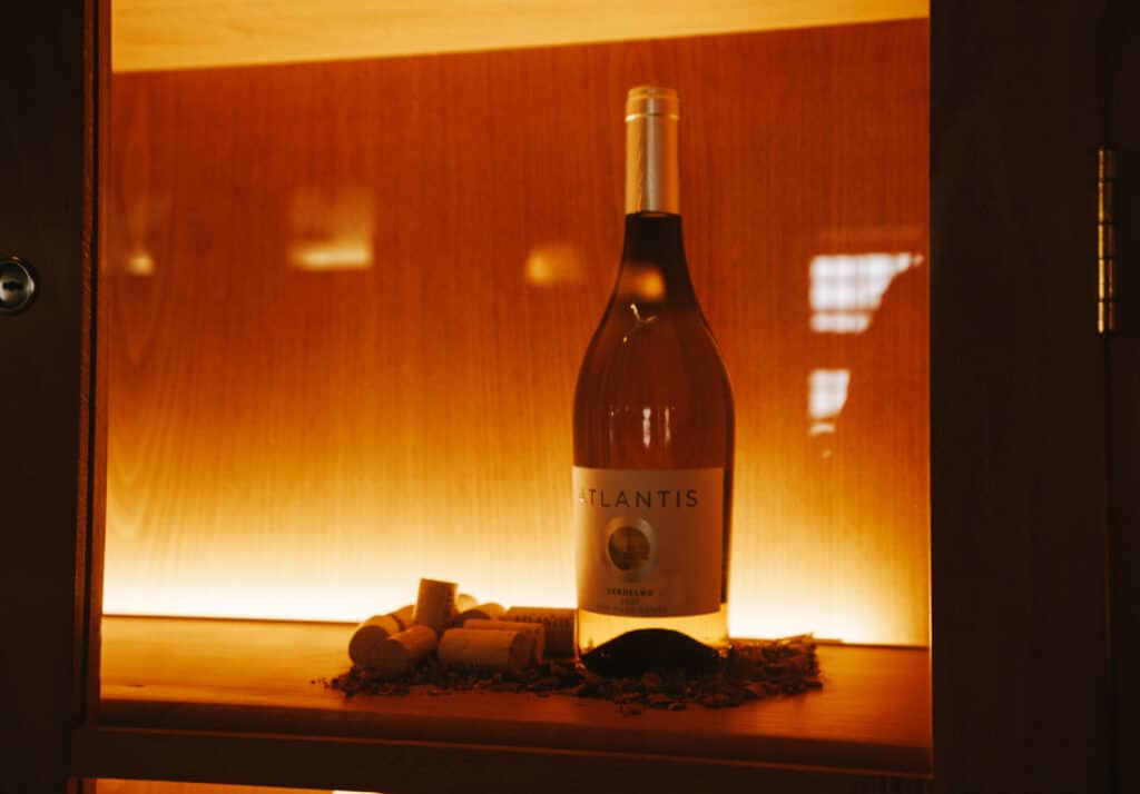 Atlas brand wine on display inside a winery in Madeira