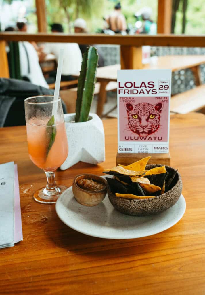 chips and salsa from Lolas, a Mexican restaurant in Canggu and Uluwatu, Bali