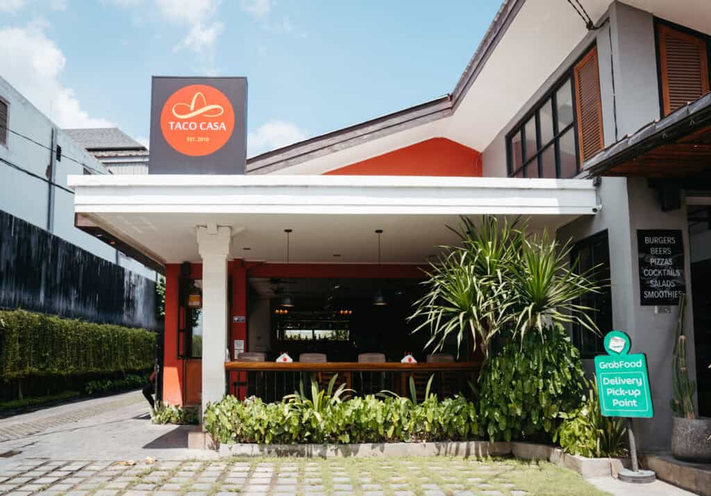 The outside of Taco Casa, a Mexican restaurant in Canggu, Bali