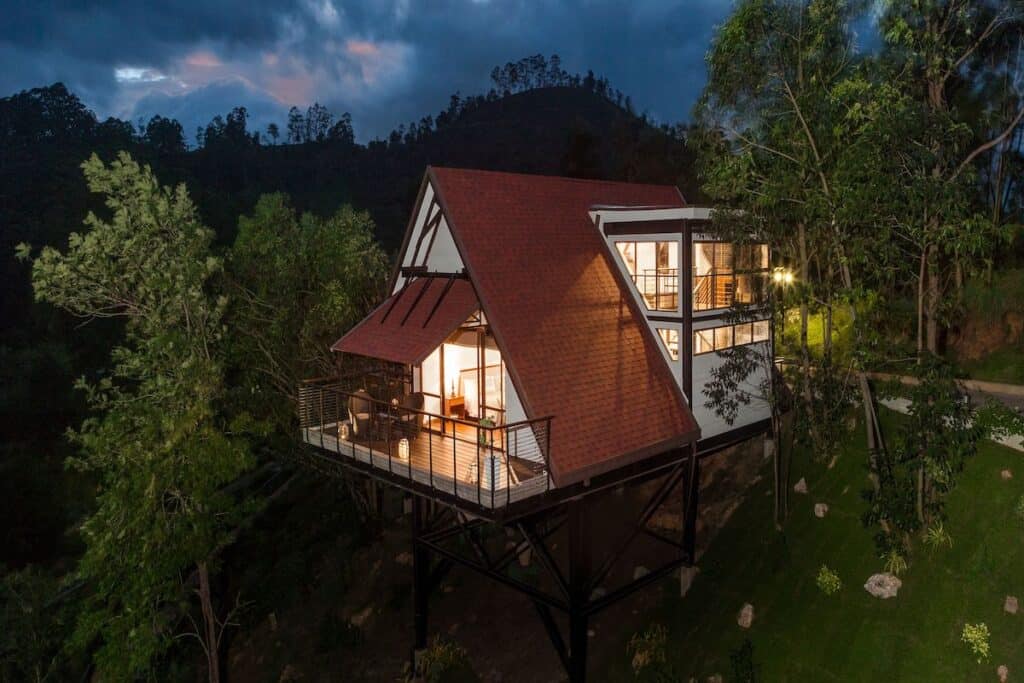 The exterior of the Family Chalet at Anasa Wellness Resort in Ella, Sri Lanka